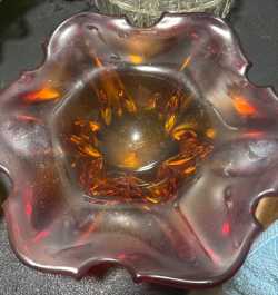Orange and red glass dish
