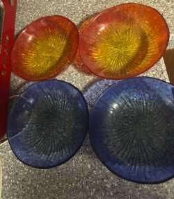 Coloured glass bowls 