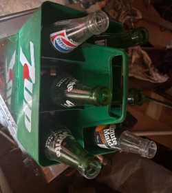 Vintage glass pop bottles