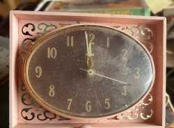 Vintage pink alarm clock 